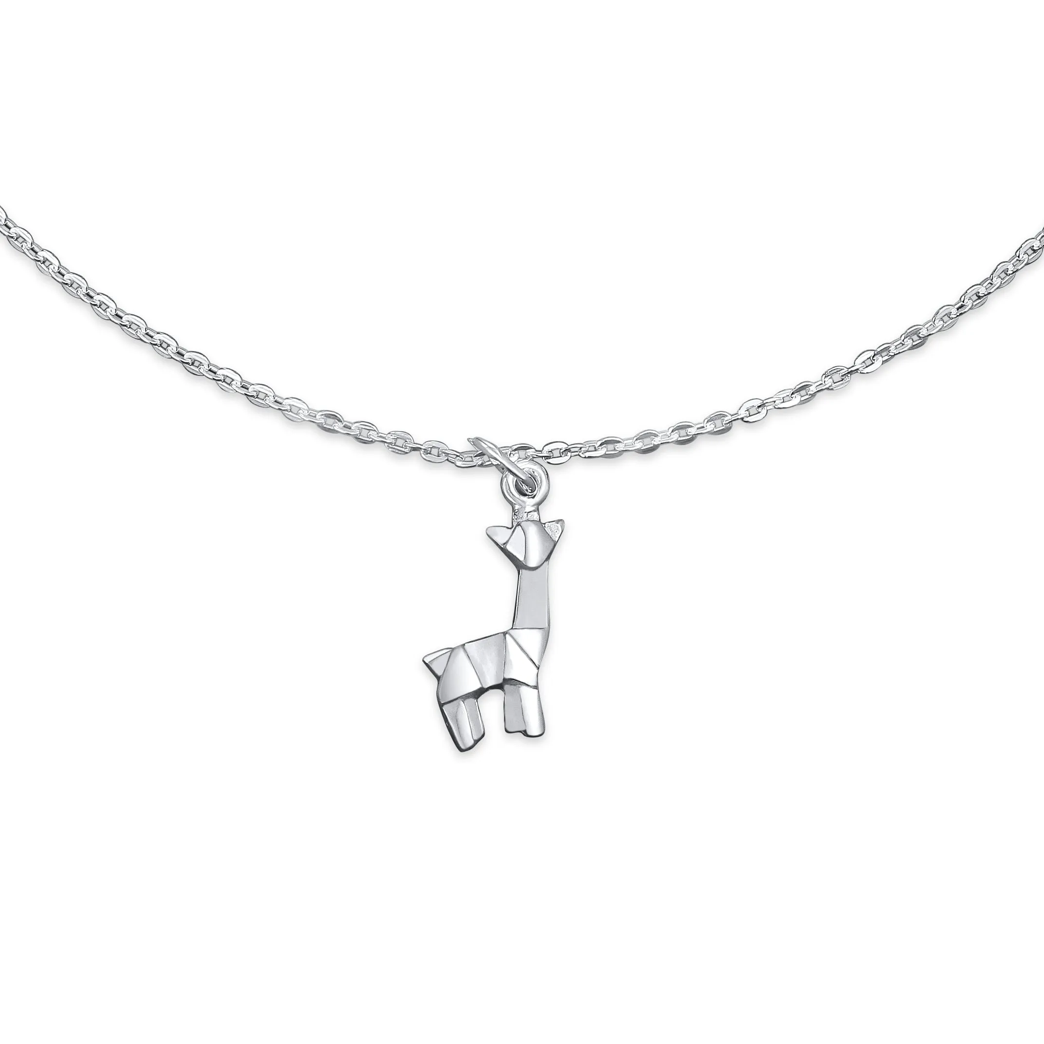 3D Origami Jewelry Giraffe Elephant Butterfly Cat Anklet .925 Silver