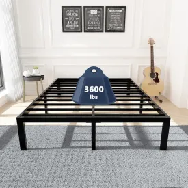 45MinST 3600lbs Heavy Duty Bed Frame,14 Inch Sturdy Steel Slat Mattress Foundation, Metal Reinforced Platform Box Spring Replacement, Easy Assembly with Quick Lock, Full
