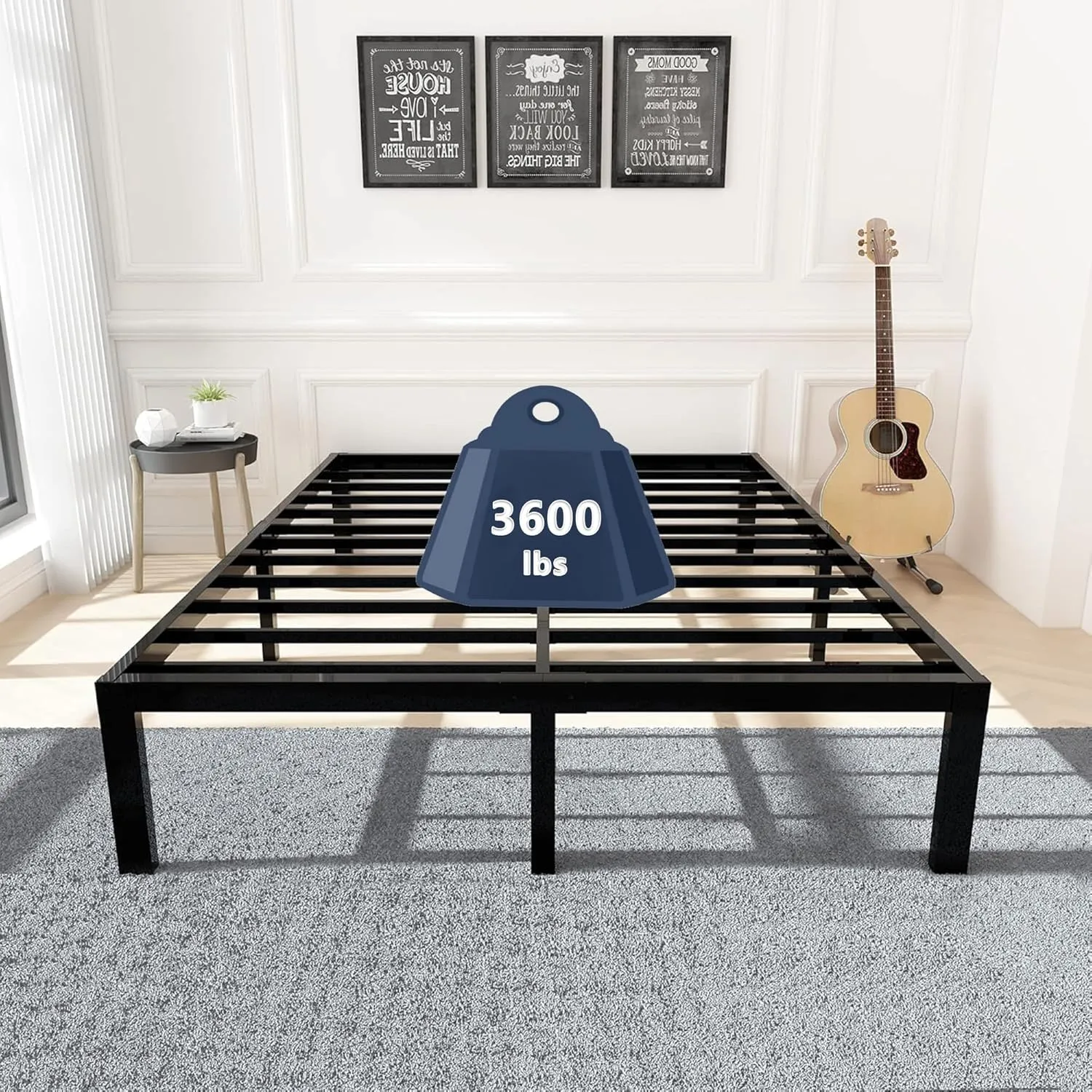45MinST 3600lbs Heavy Duty Bed Frame,14 Inch Sturdy Steel Slat Mattress Foundation, Metal Reinforced Platform Box Spring Replacement, Easy Assembly with Quick Lock, Full