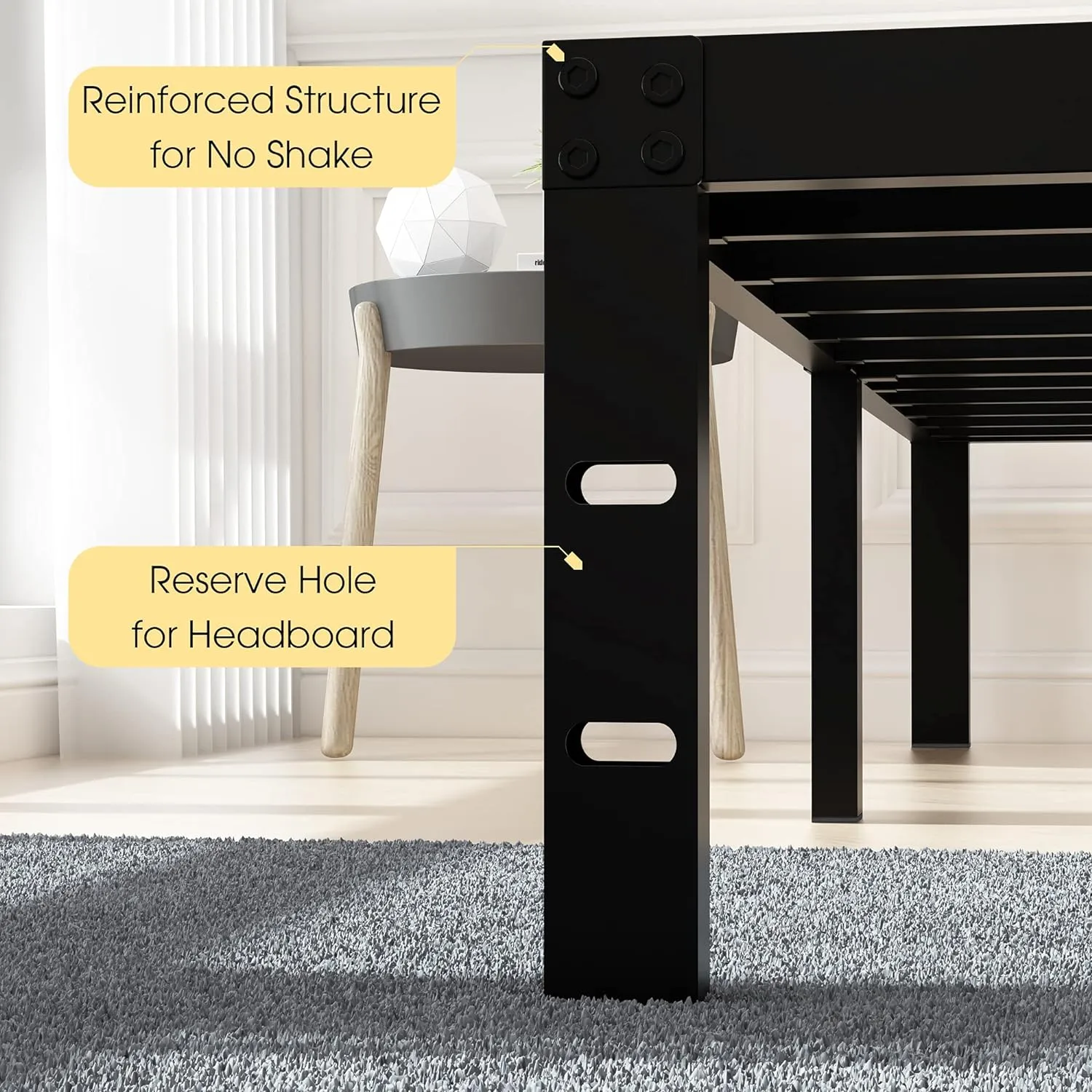 45MinST 3600lbs Heavy Duty Bed Frame,14 Inch Sturdy Steel Slat Mattress Foundation, Metal Reinforced Platform Box Spring Replacement, Easy Assembly with Quick Lock, Full