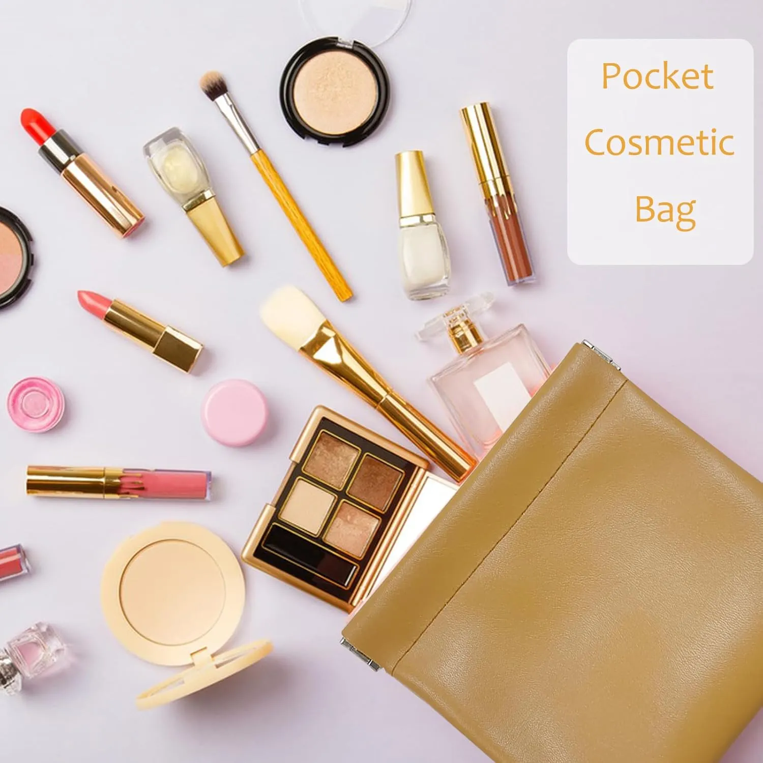 6 Pcs Pocket Cosmetic Bag, Small Makeup Bag for Purse, Mini Travel Storage bag, Waterproof No Zipper Self-closing Small Makeup Pouch for Women (6 PCS)
