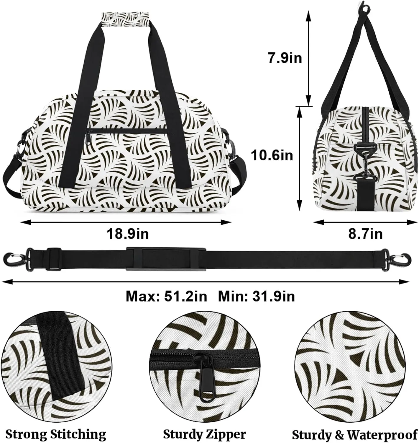 Abstract Geometric 18 inch Small Gym Bag for Women and Men, Lightweight Carry On Weekender Bag Mini Duffel Bag for Travel Sports Workout, Modern