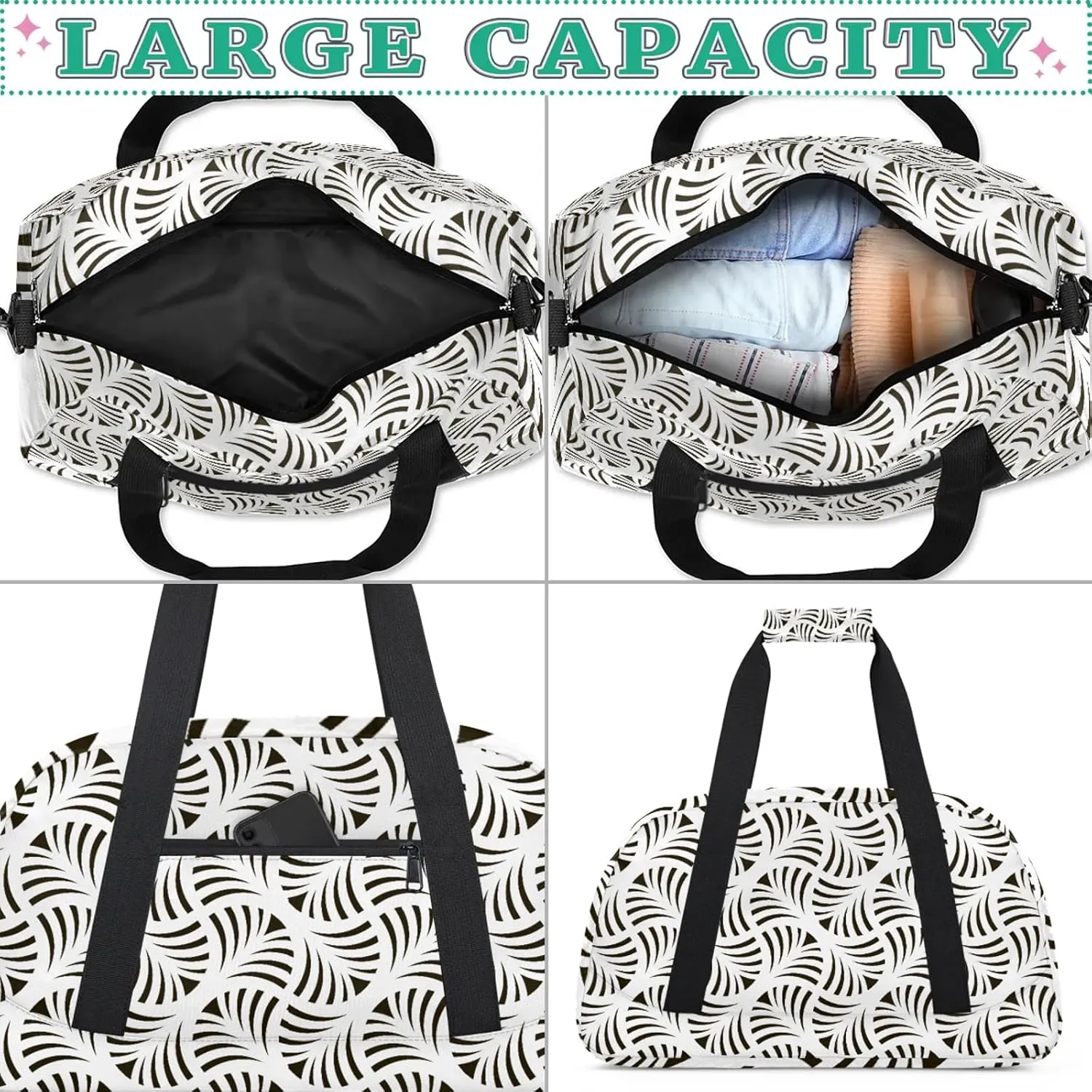 Abstract Geometric 18 inch Small Gym Bag for Women and Men, Lightweight Carry On Weekender Bag Mini Duffel Bag for Travel Sports Workout, Modern