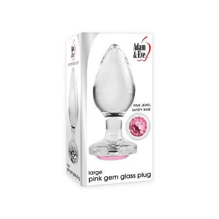 Adam & Eve Pink Gem Glass Plug - Large