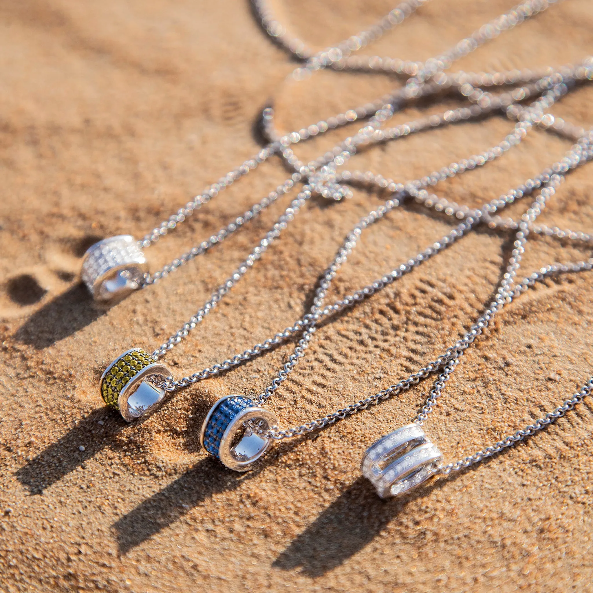 Adjustable Necklace with Blue Ring Pendant