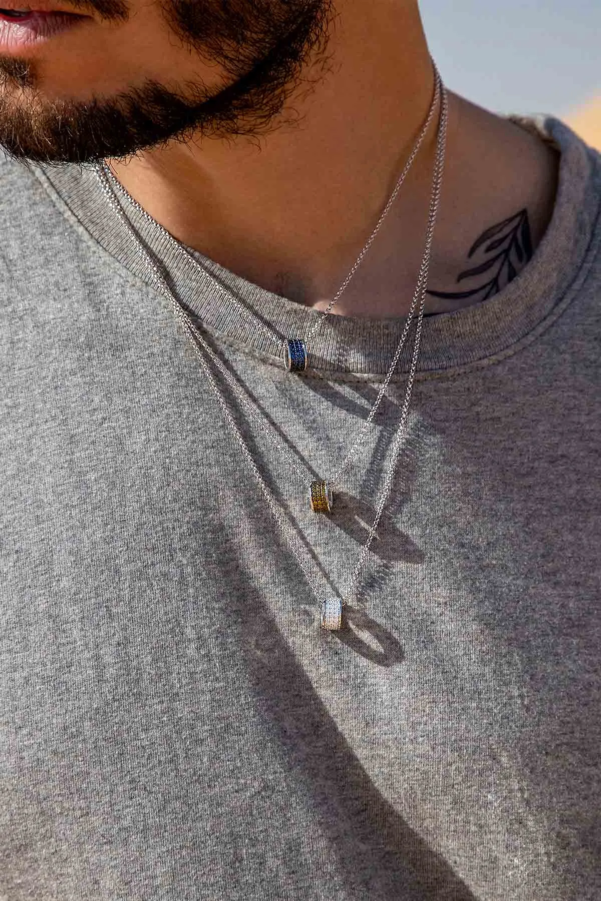 Adjustable Necklace with Blue Ring Pendant