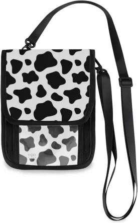 ALAZA Black And White Cow Print Small Crossbody Wallet Purse Cell Phone Bag Rfid Passport Holder with Credit Card Slots