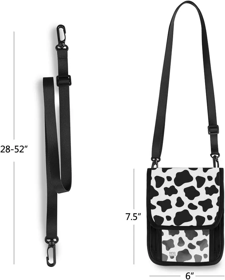 ALAZA Black And White Cow Print Small Crossbody Wallet Purse Cell Phone Bag Rfid Passport Holder with Credit Card Slots
