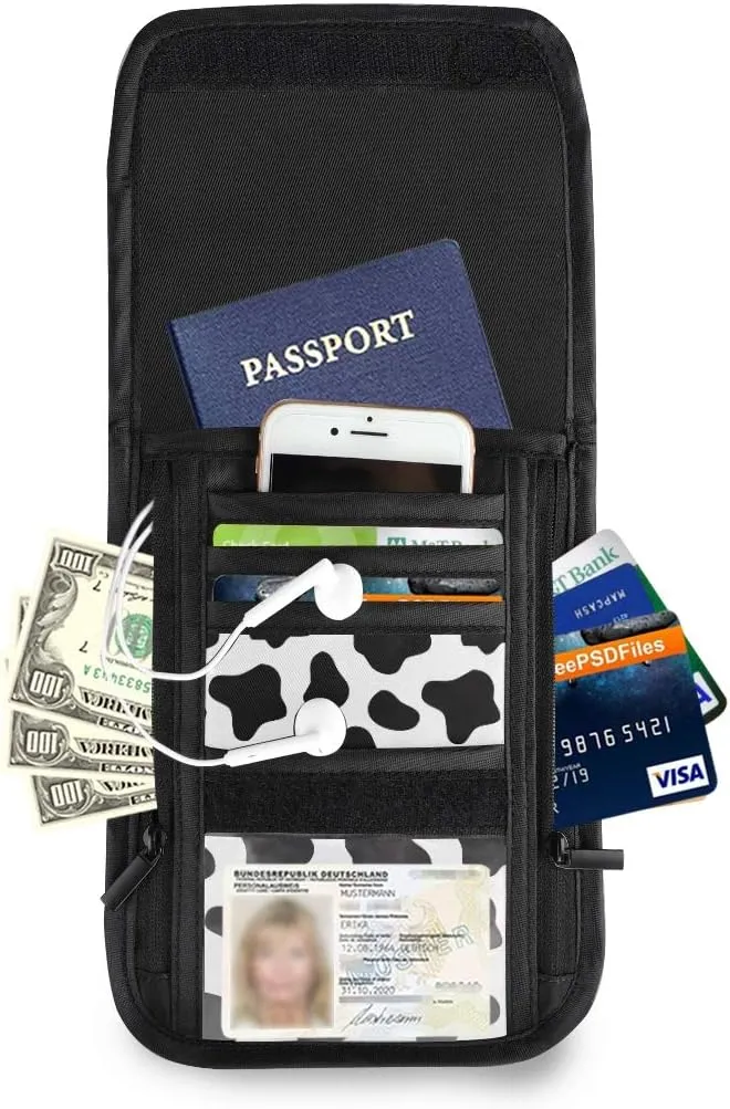 ALAZA Black And White Cow Print Small Crossbody Wallet Purse Cell Phone Bag Rfid Passport Holder with Credit Card Slots