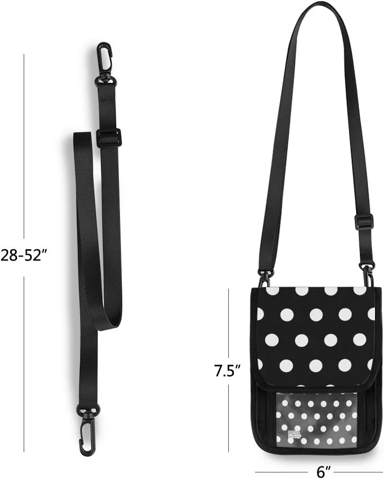 ALAZA White Polka Dot Black Small Crossbody Wallet Purse Cell Phone Bag Rfid Passport Holder with Credit Card Slots