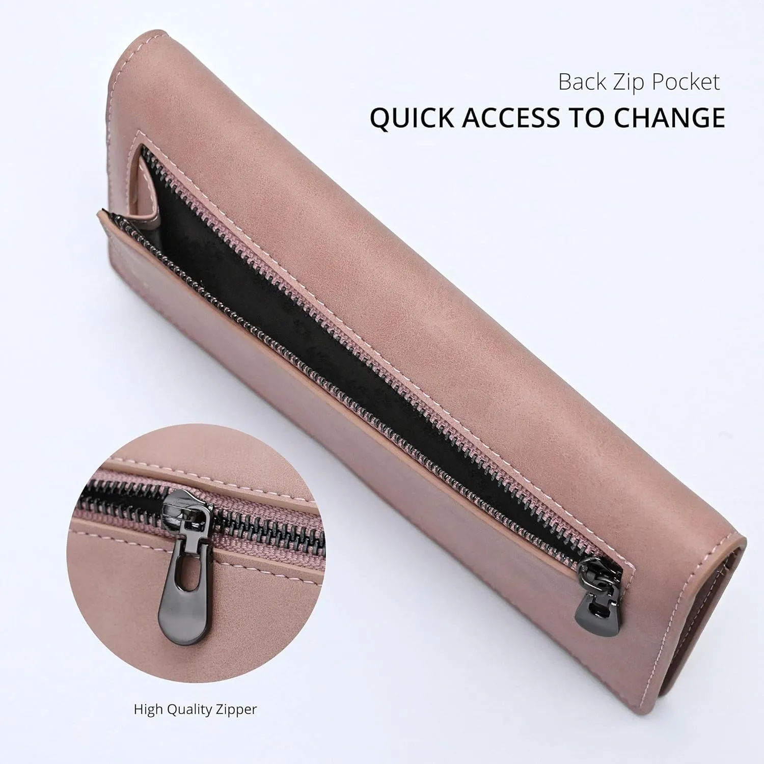 Alldaily Ultra Slim Thin Women Wallet RFID Blocking Credit Card Holder Bifold Long Ladies Billfold (Dark Pink)