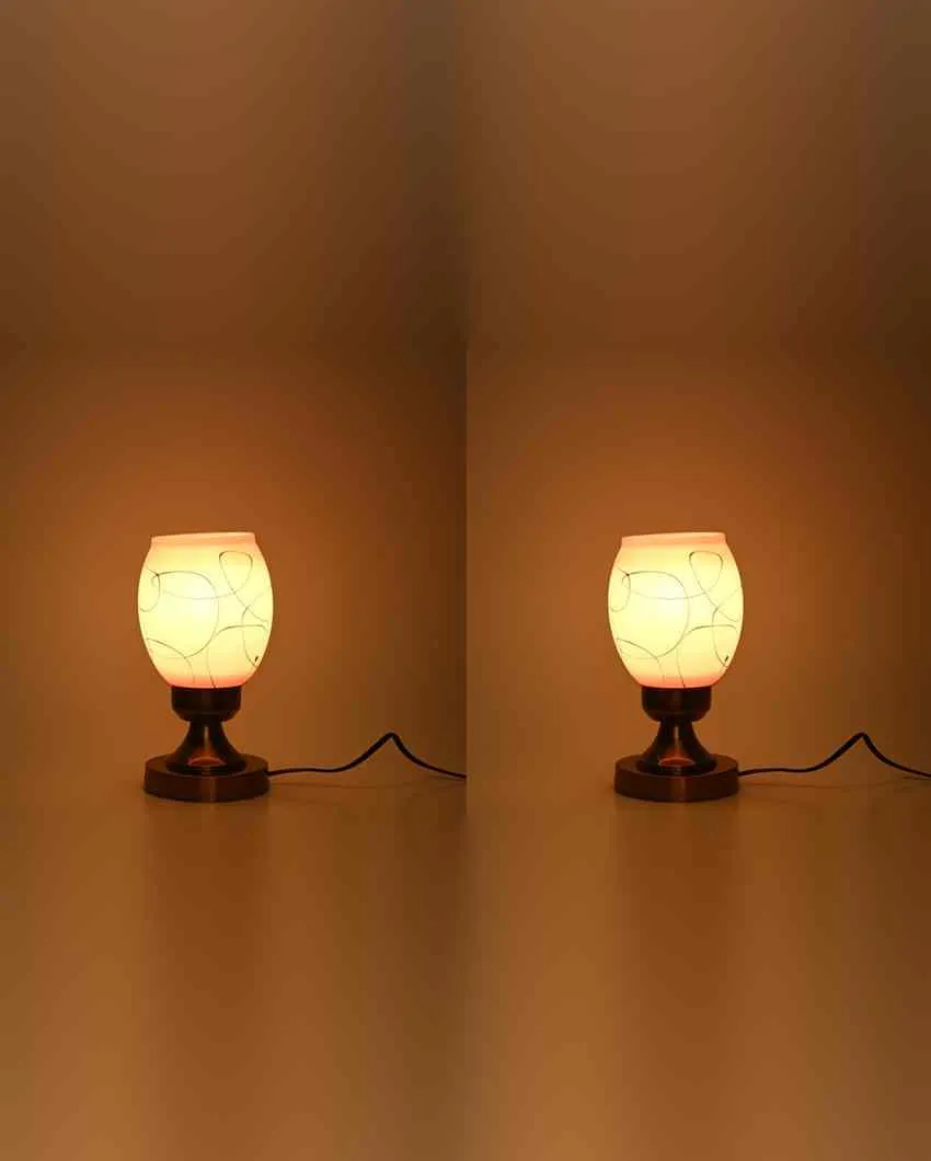 Amapola Designer LED Compatible Table Lamp With Glass Shade | 4 x 9 inches