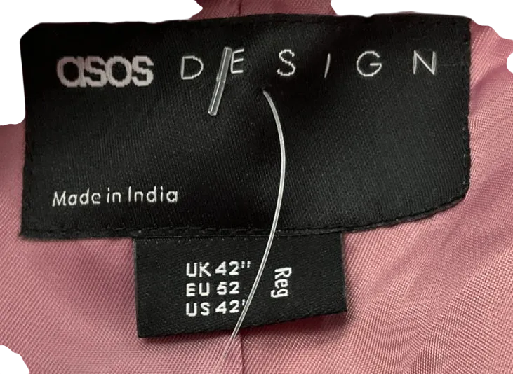 ASOS Skinny Double Breasted Velvet Plisse Blazer In Rose Pink UK 42" CHEST