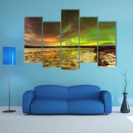 Aurora Borealis Over Frozen Lake Canvas Wall Art