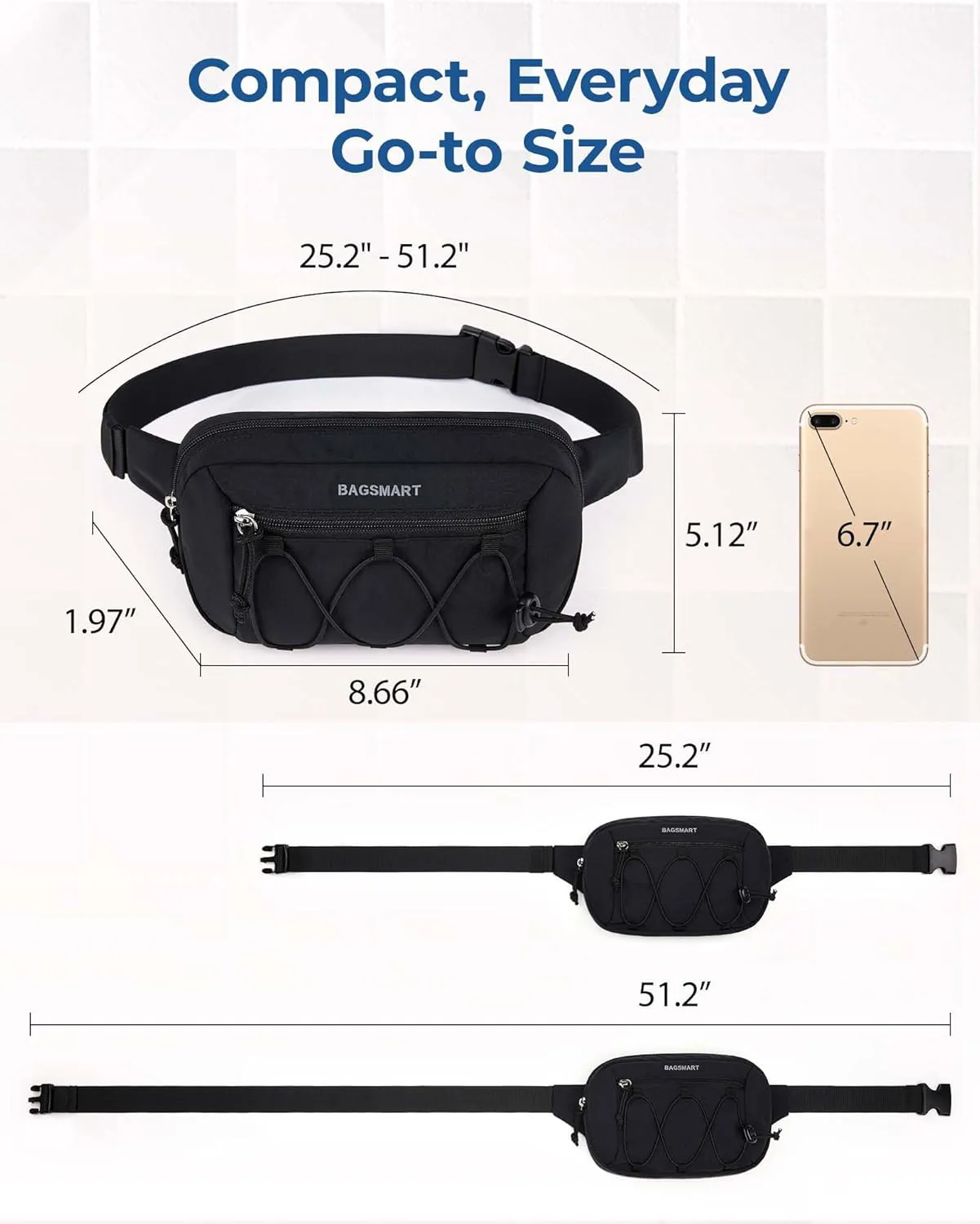 BAGSMART Fanny Packs for Women Small Belt Bag with Adjustable Strap Waist Pack for Running Workout Traveling Hiking, Light Pink