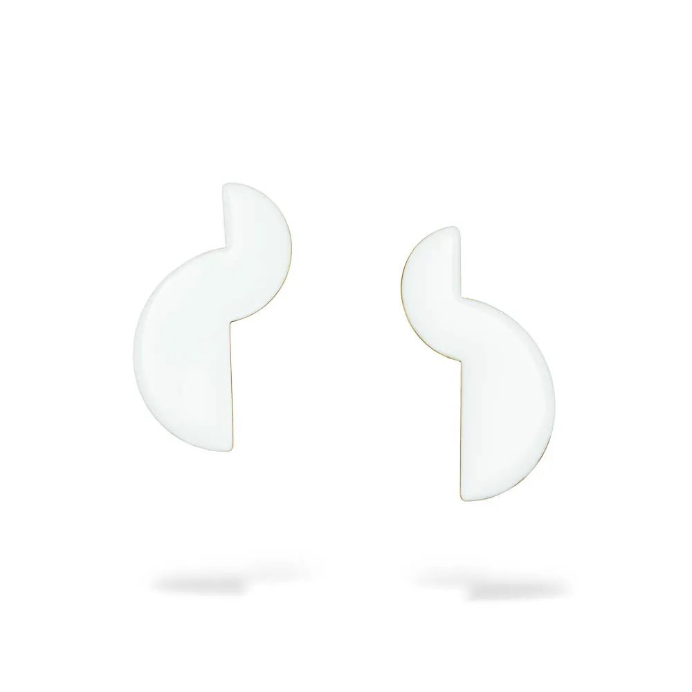 Balanced - earrings with enamel - white