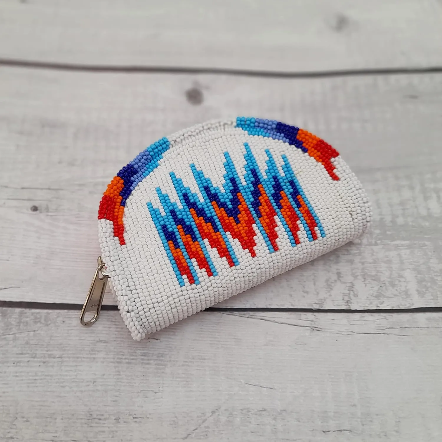 Beaded Coin Purse, Change Purse For Women, Zippered Change Pouch Wallet, Small Leather Pouch, designer key pouch (White)