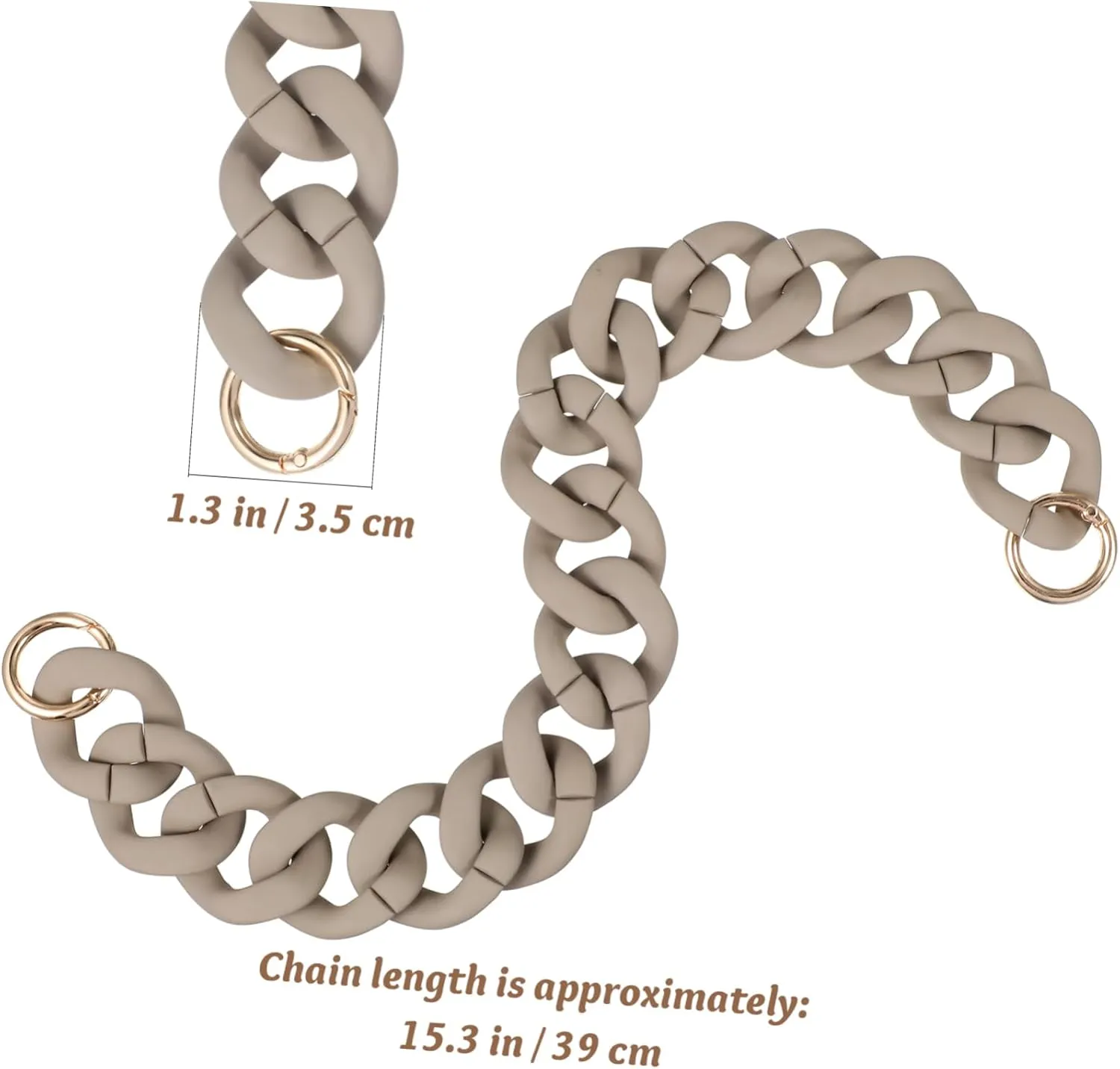 BEBEMOKO DIY Handbag Chain Purse Chain Resin Bag Chain Beaded Purse Chain Link Replacement Strap for Handbag 41cm Grey