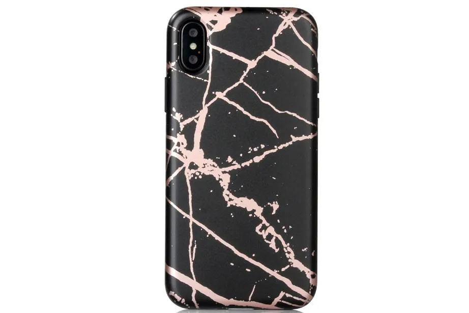 Black & Rose Gold Metallic Marble Phone Case