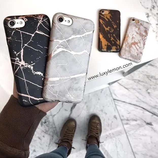 Black & Rose Gold Metallic Marble Phone Case