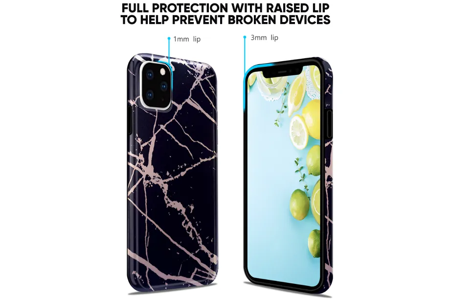 Black & Rose Gold Metallic Marble Phone Case