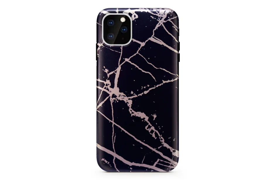 Black & Rose Gold Metallic Marble Phone Case