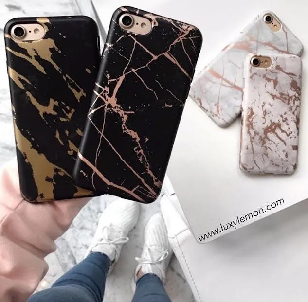 Black & Rose Gold Metallic Marble Phone Case