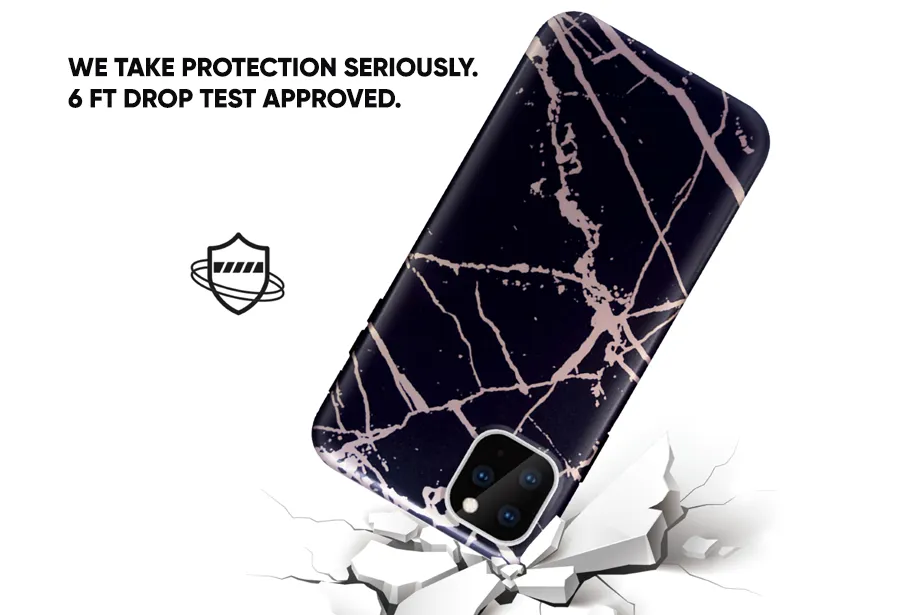Black & Rose Gold Metallic Marble Phone Case