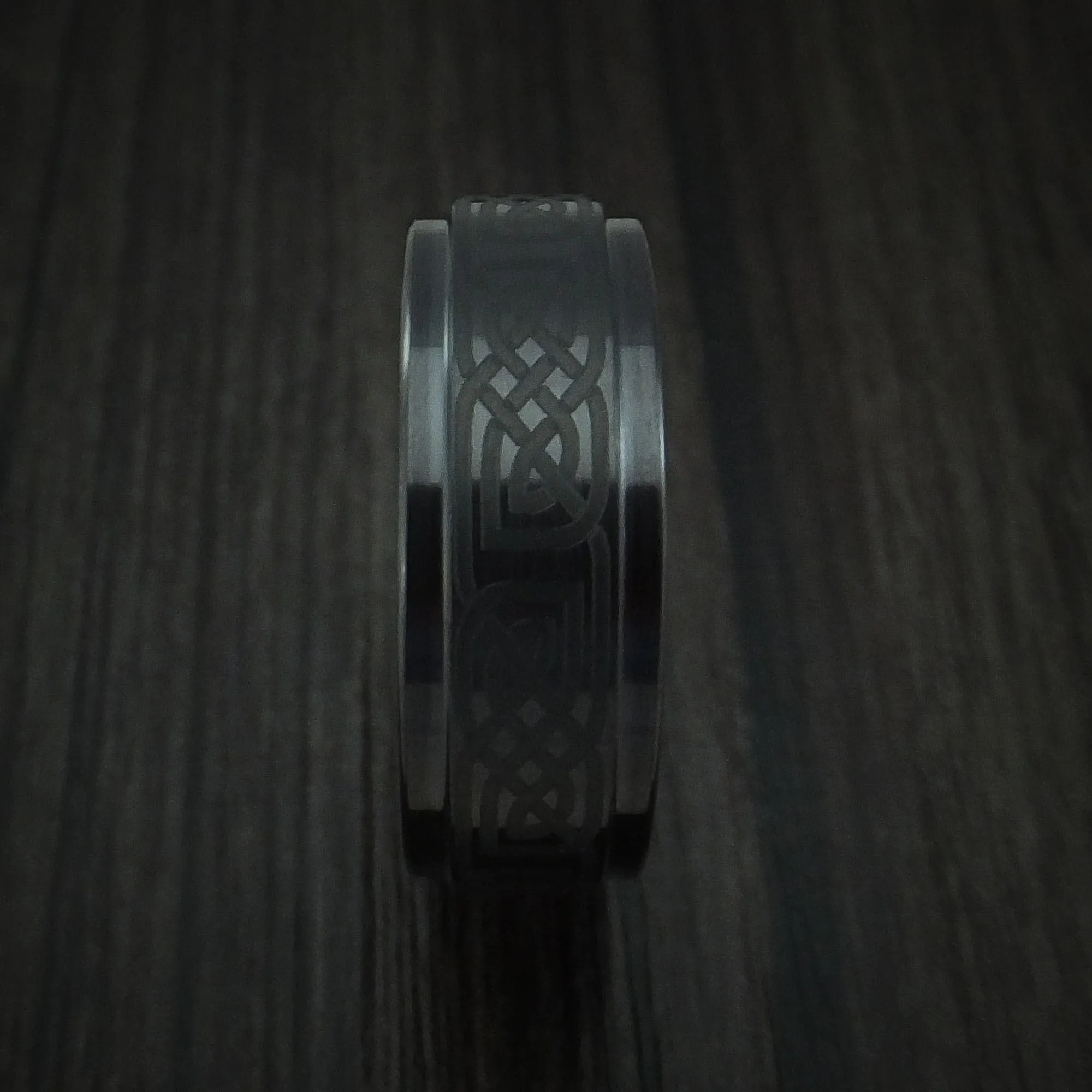 Black Ceramic Celtic Men's Ring Custom Made Band