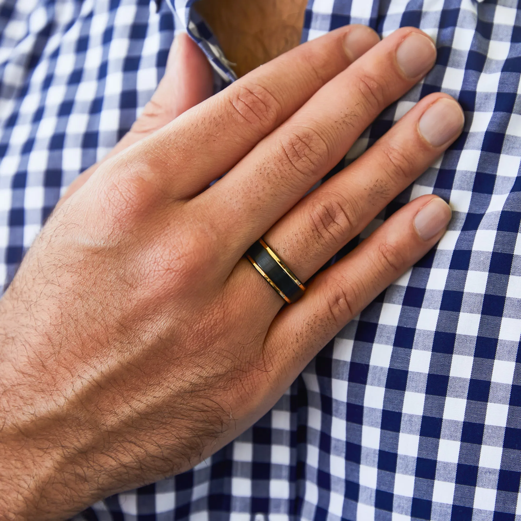 Black with Gold Accent Men's Wedding Ring