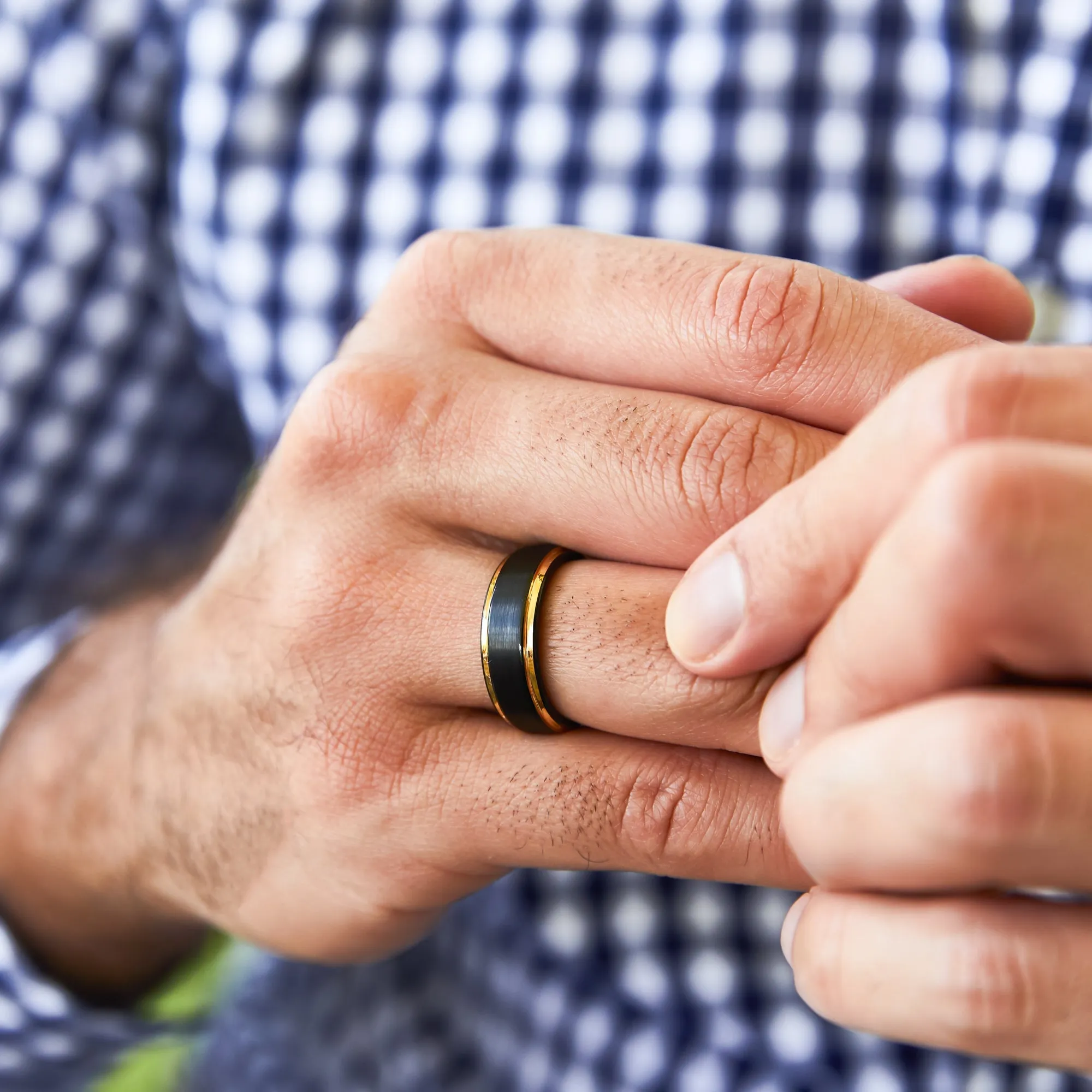 Black with Gold Accent Men's Wedding Ring