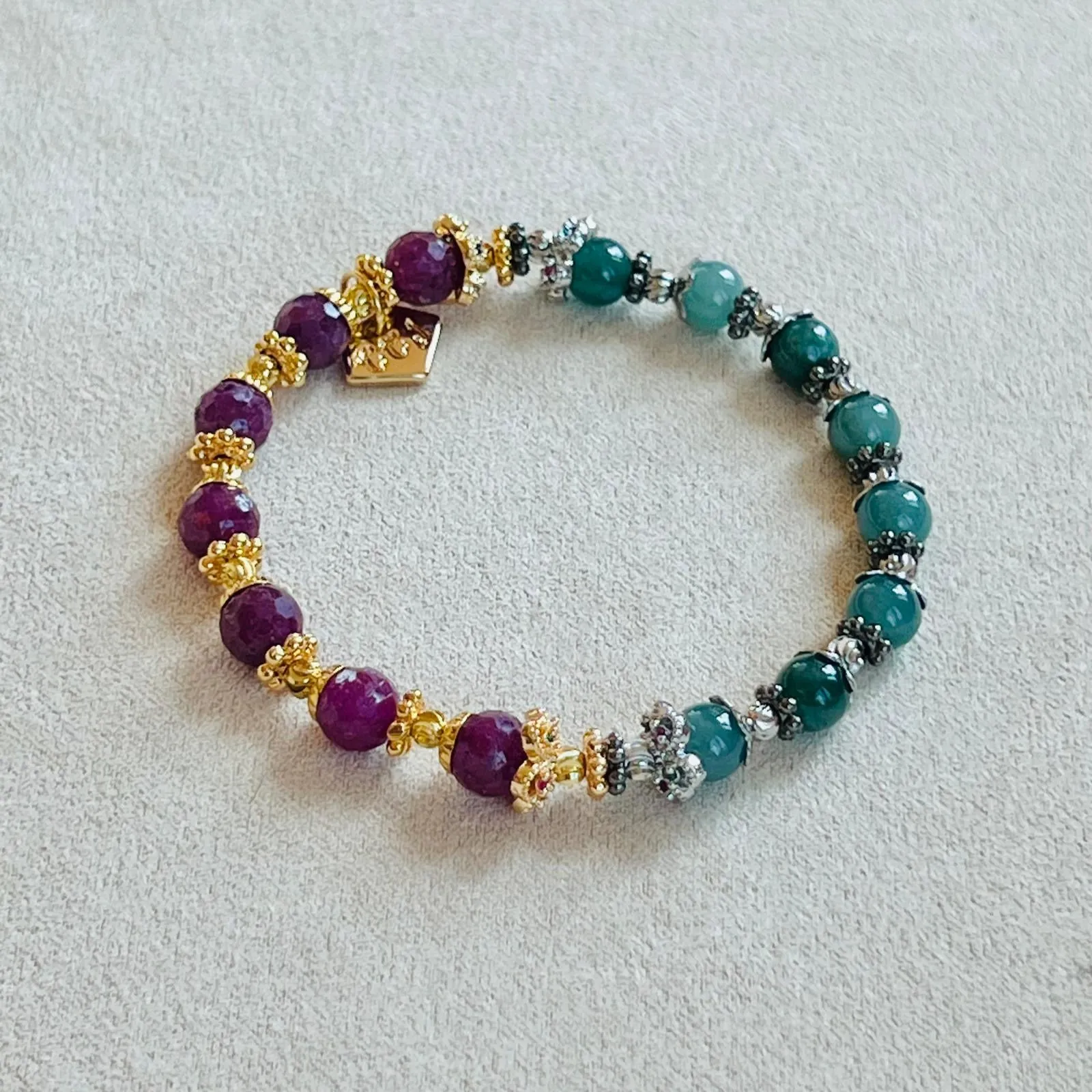 Blue Jade & Ruby Baby Bracelet
