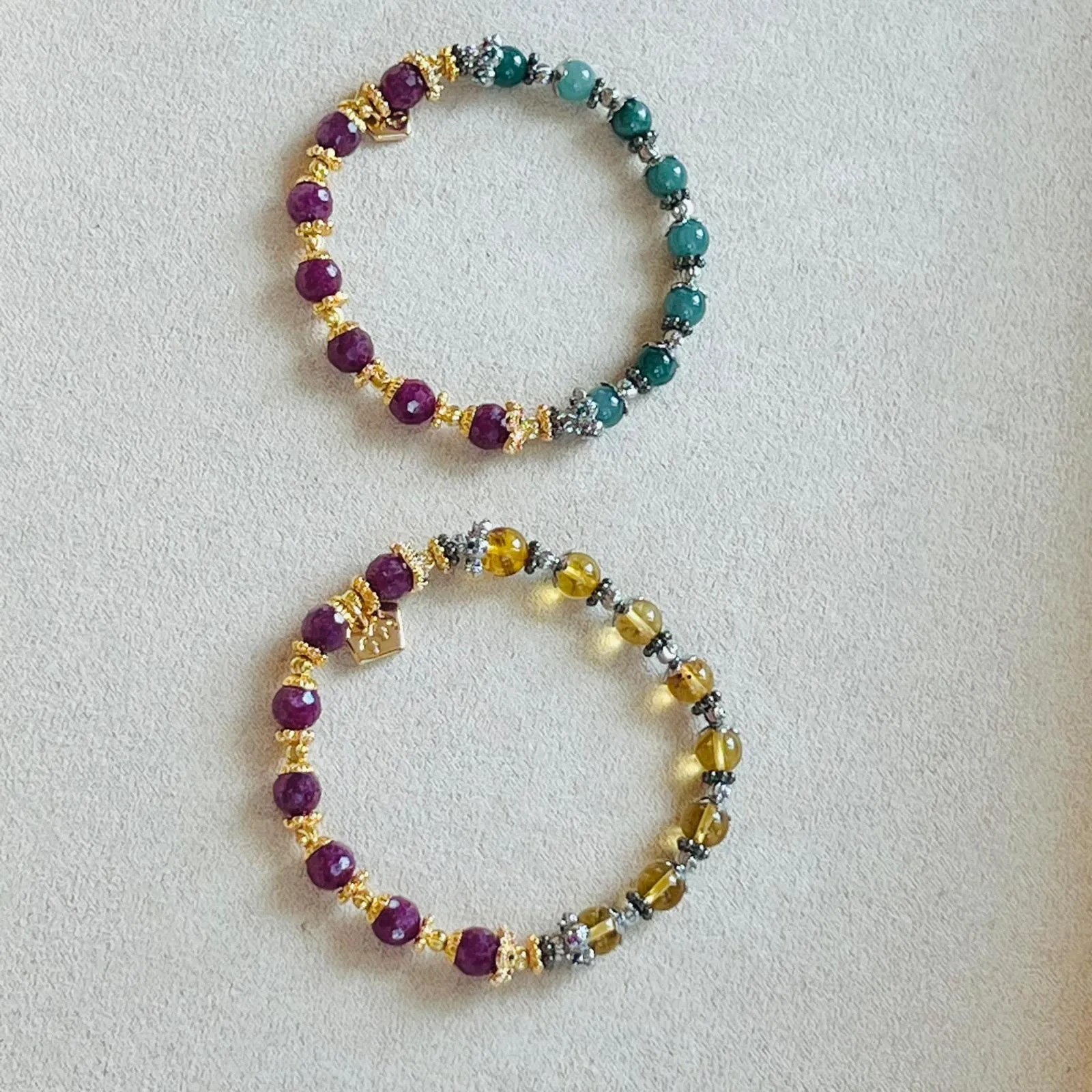Blue Jade & Ruby Baby Bracelet