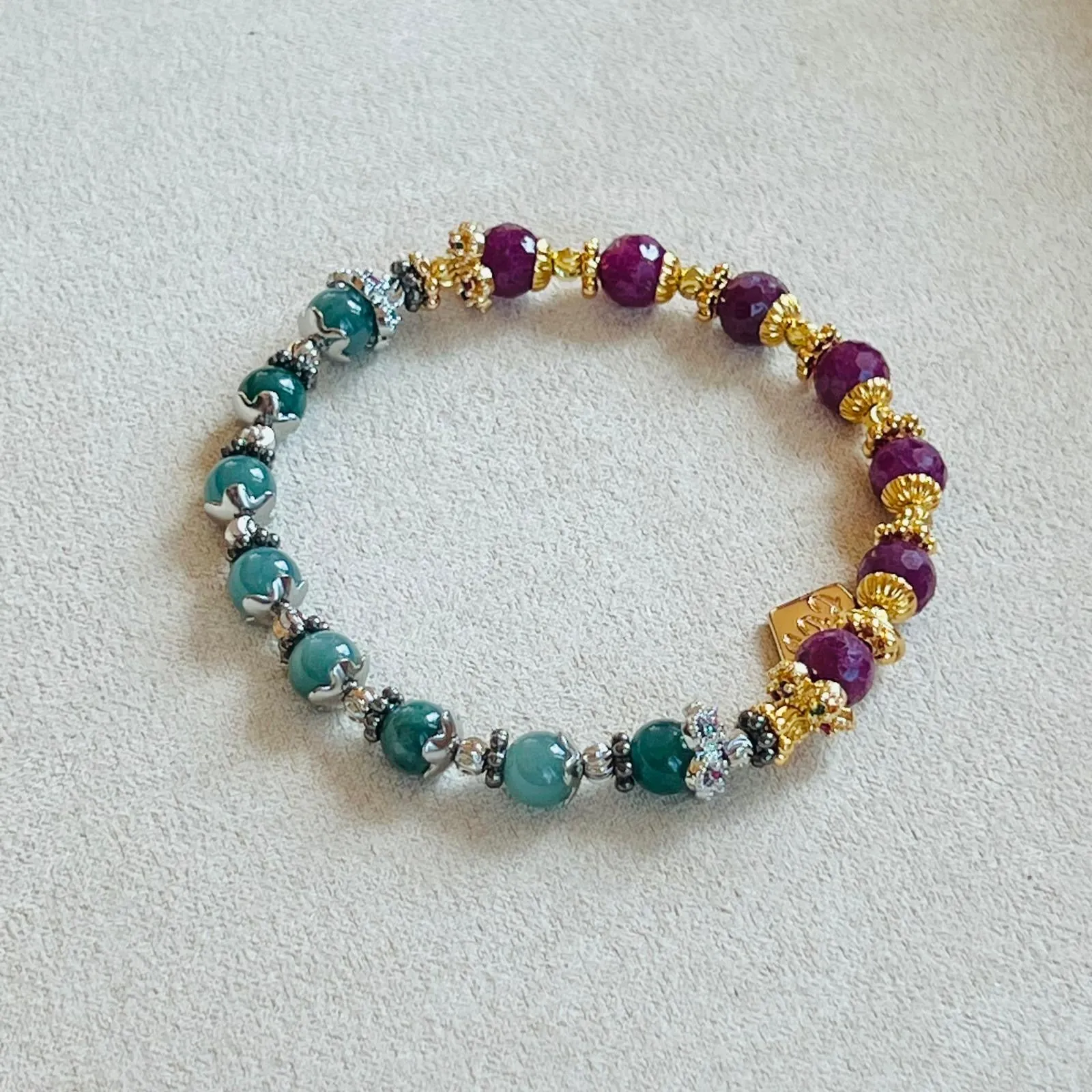 Blue Jade & Ruby Baby Bracelet