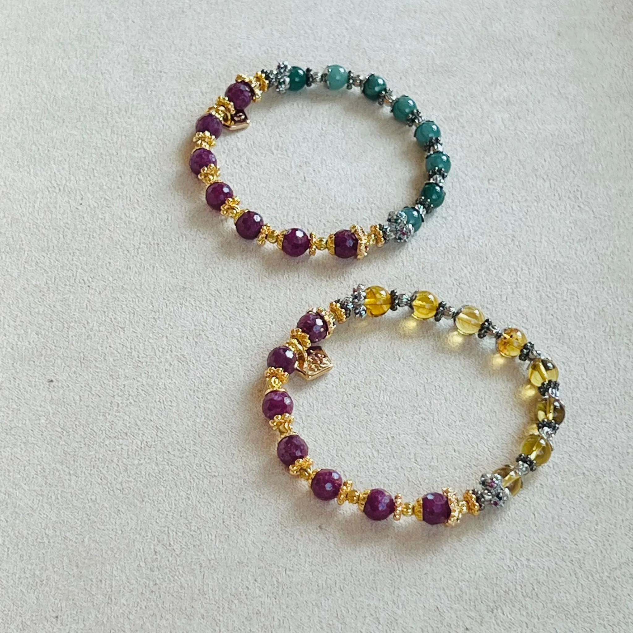 Blue Jade & Ruby Baby Bracelet