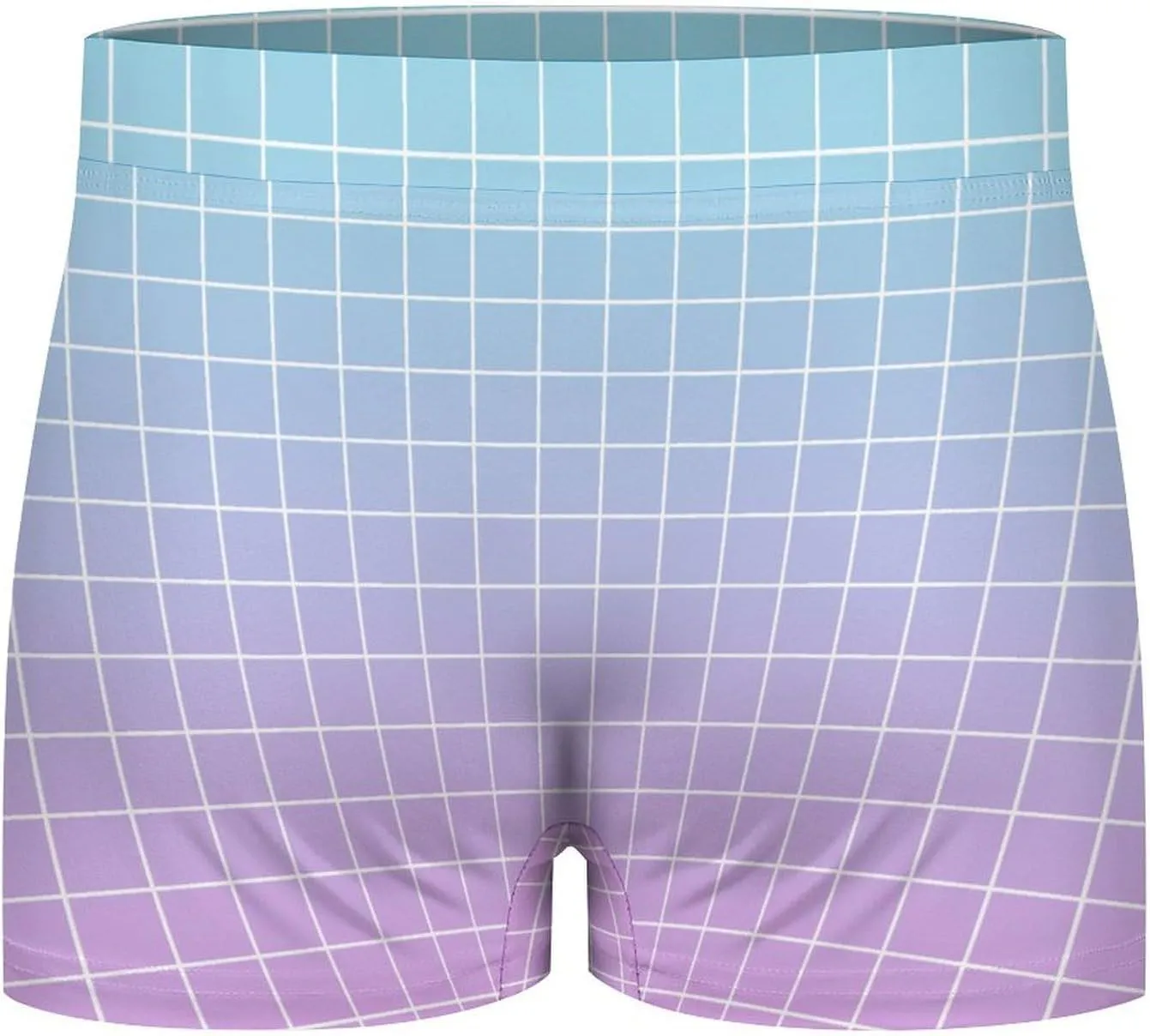 Blue Pink Ombre Grid Print (a) Mens Underwear, Soft Boxers for Men, Moisture-Wicking Breathable Boxer Briefs