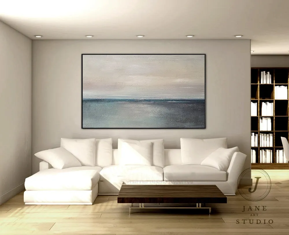 Blue Sea Abstact Painting Sofa Size Artwork Qp084