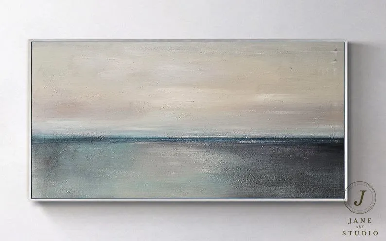Blue Sea Abstact Painting Sofa Size Artwork Qp084