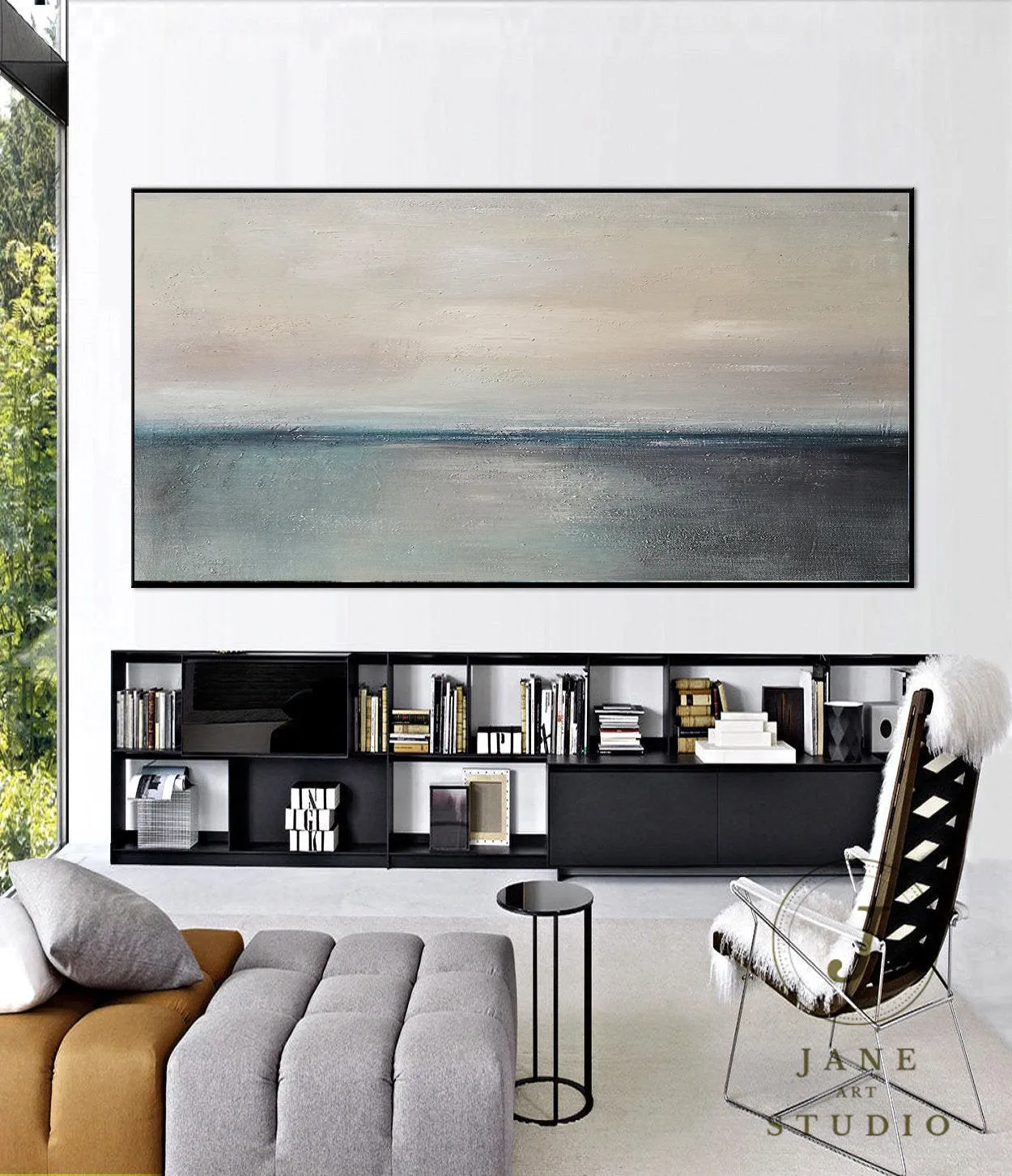 Blue Sea Abstact Painting Sofa Size Artwork Qp084