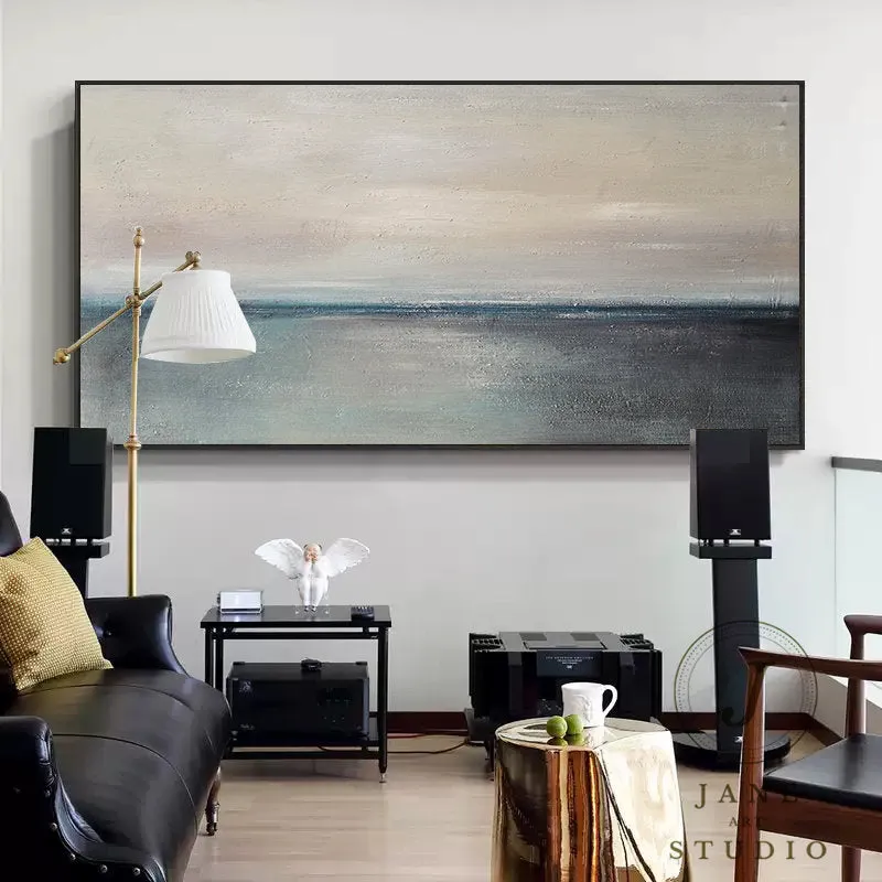 Blue Sea Abstact Painting Sofa Size Artwork Qp084