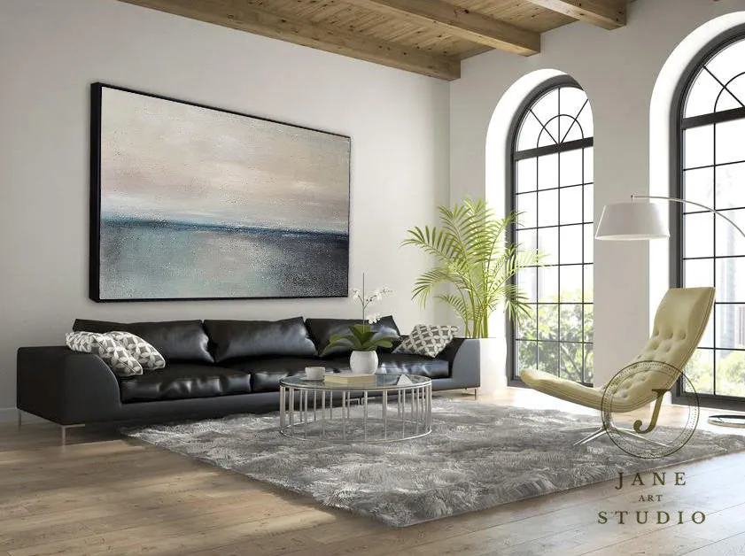 Blue Sea Abstact Painting Sofa Size Artwork Qp084
