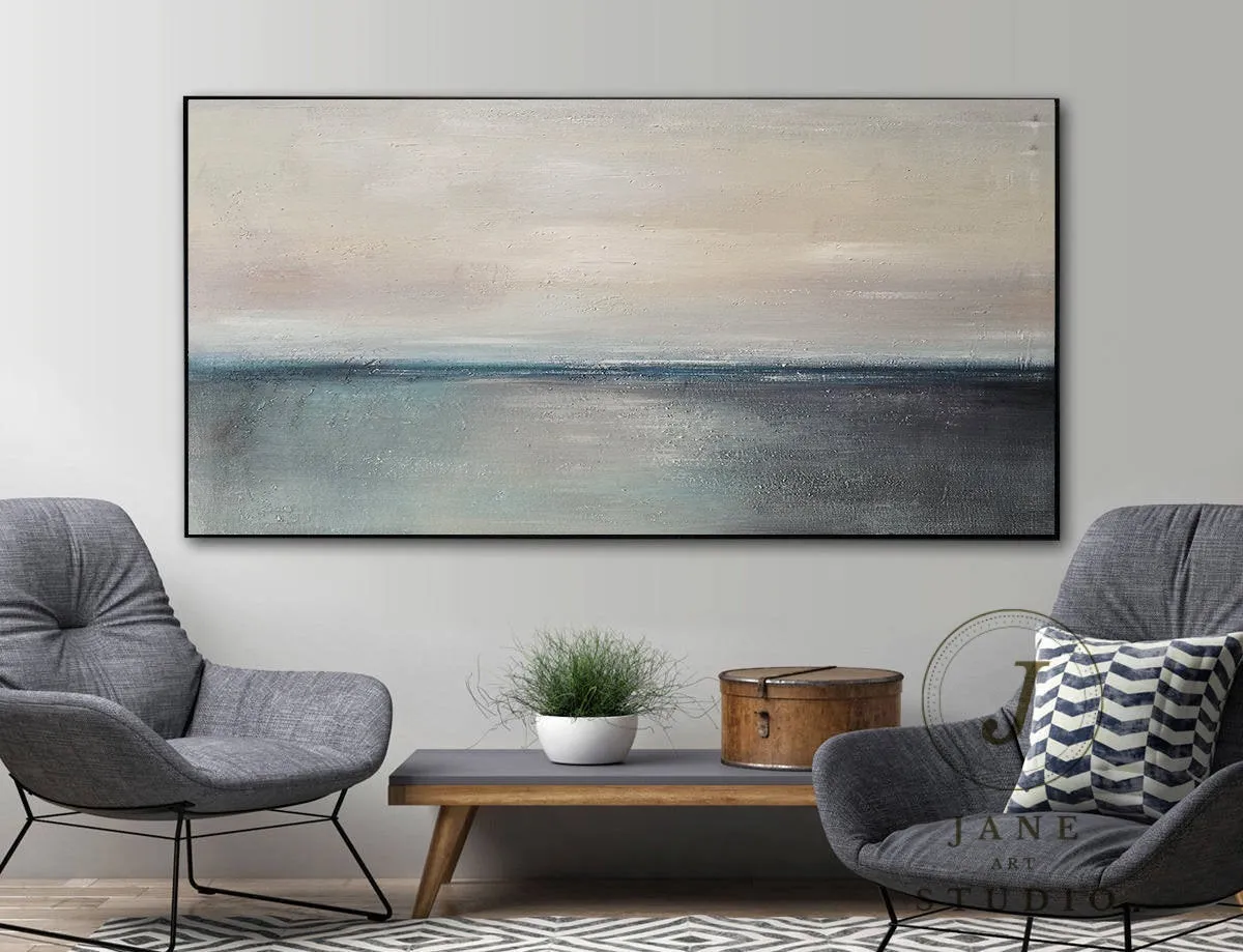 Blue Sea Abstact Painting Sofa Size Artwork Qp084