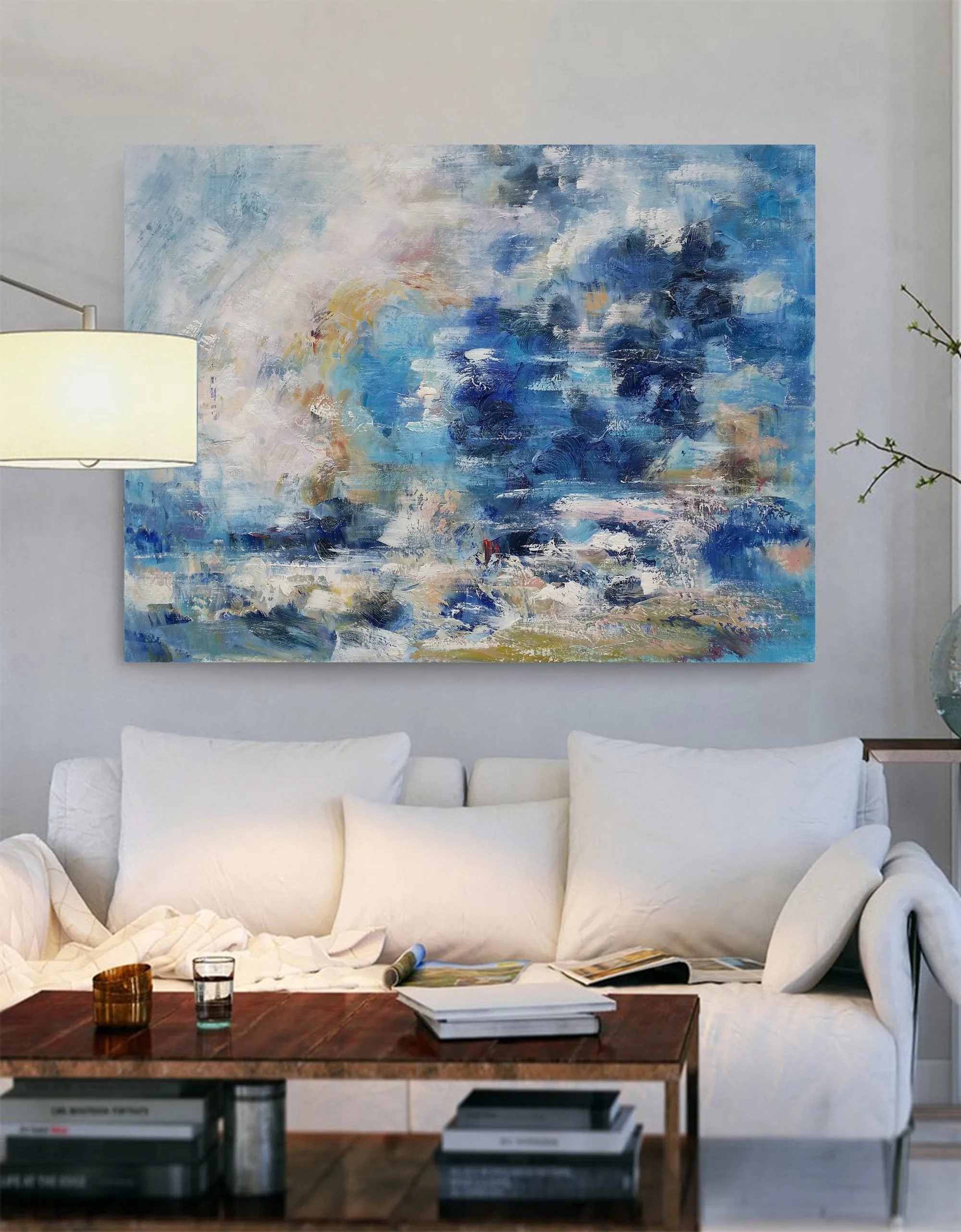 Blue Sea Abstract Painting Cloud Abstract Oil Painting Living Room Art Dp109