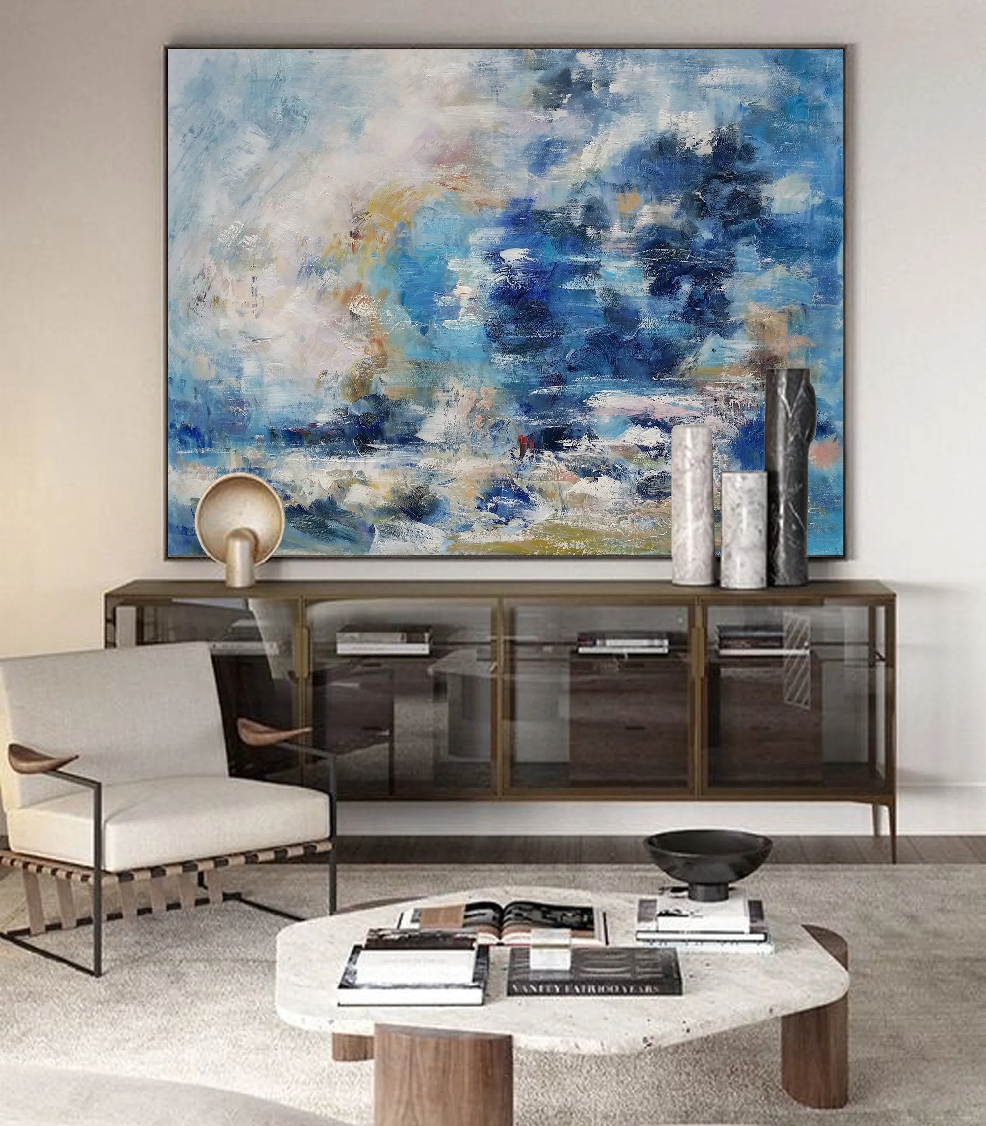 Blue Sea Abstract Painting Cloud Abstract Oil Painting Living Room Art Dp109