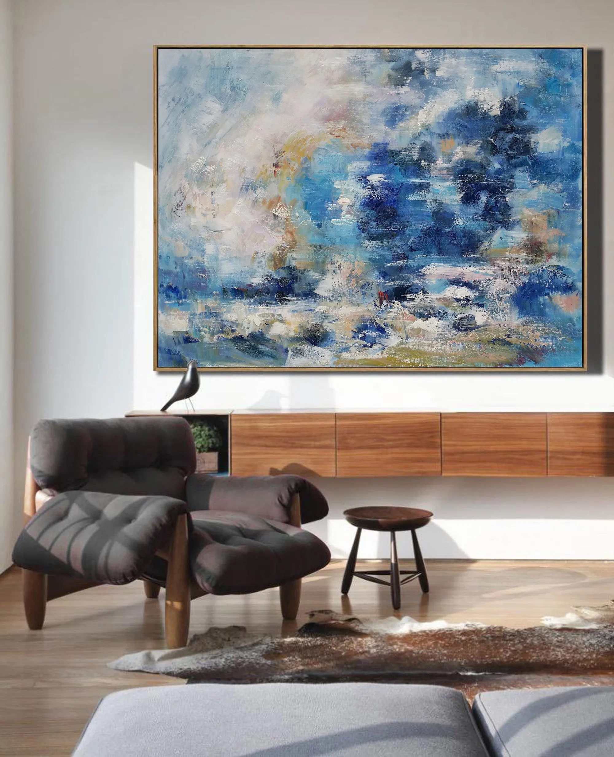 Blue Sea Abstract Painting Cloud Abstract Oil Painting Living Room Art Dp109
