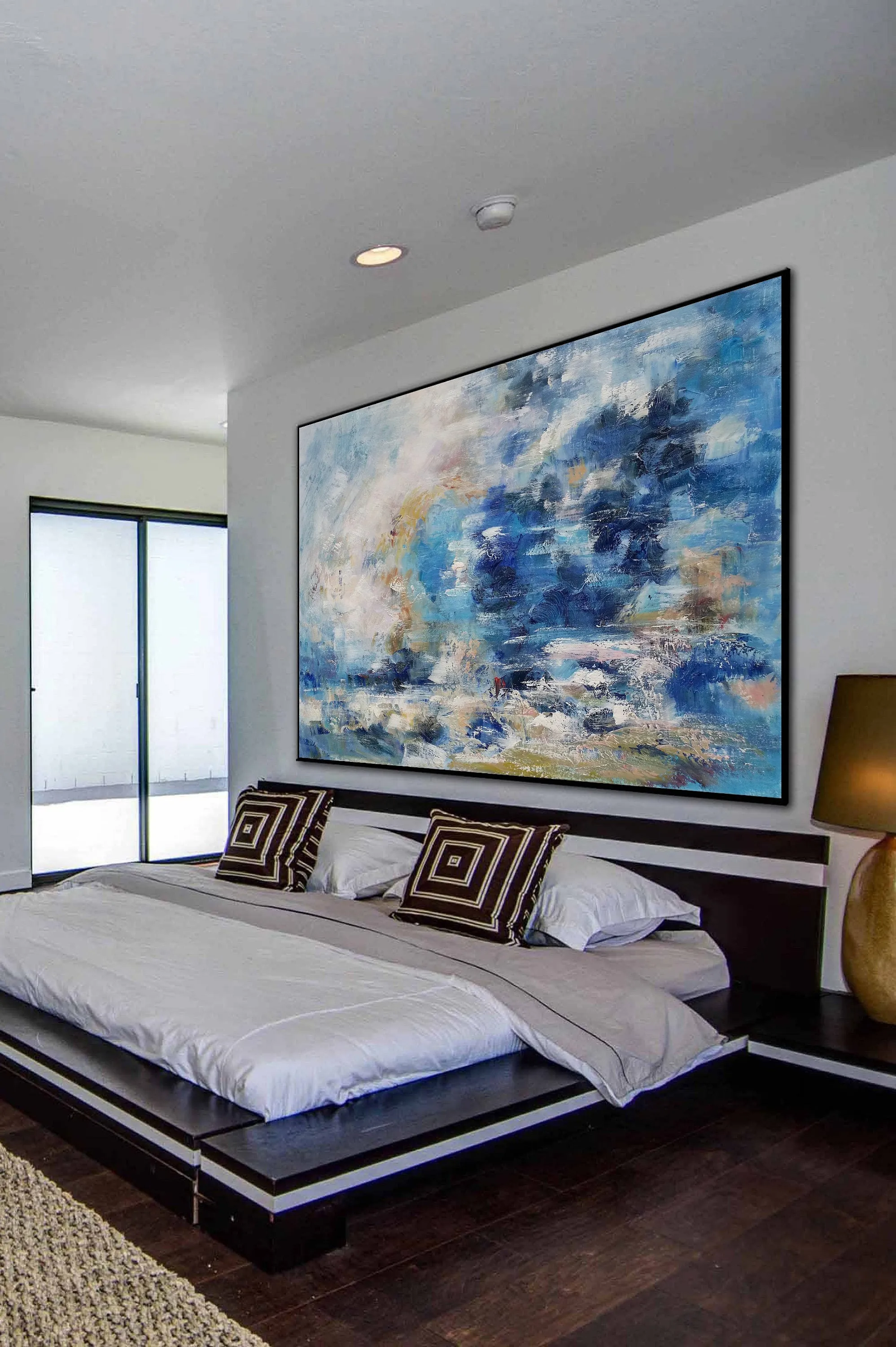 Blue Sea Abstract Painting Cloud Abstract Oil Painting Living Room Art Dp109