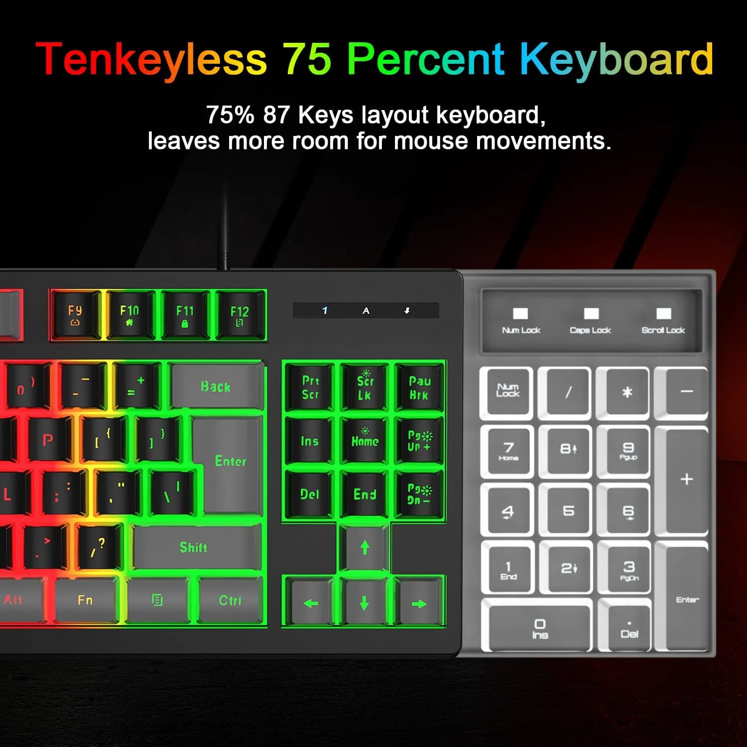 BlueFinger RGB 87 Keys Gaming Keyboard and Backlit Mouse Combo, USB Wired Rainbow Keyboard, Gaming Set for Laptop PC Computer Game and Work(Gray & Black)