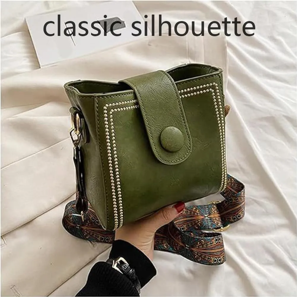 Bootara Bucket Bag, Bootara Women's Vintage Bucket Bag, Fashion Shoulder Crossbody Bags with Cute Bunny Charm