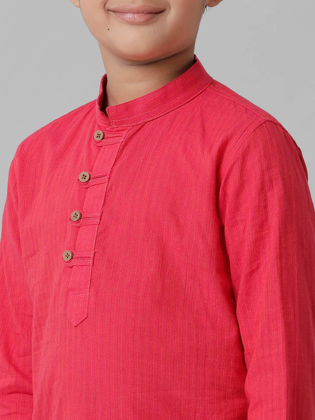 Boys Breeze Cotton Pink Kurta with Cream Elastic Panchakacham Combo COT1