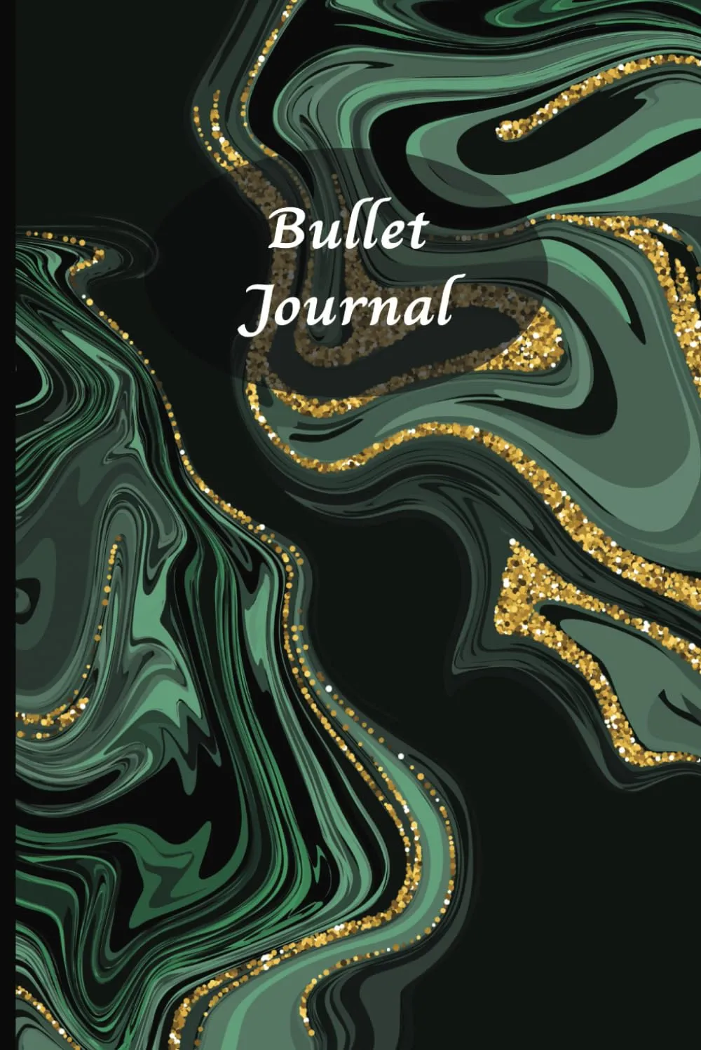 Bullet Journal With Black, Green, And Gold Marbled Cover, 6x9, 120 Grid Dotted Pages On 60 Sheets Of White Paper Paperback  August 21, 2024